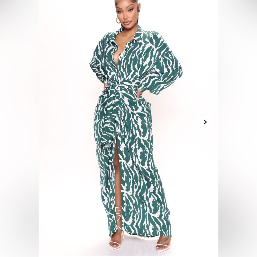 Green and White Maxi Dress